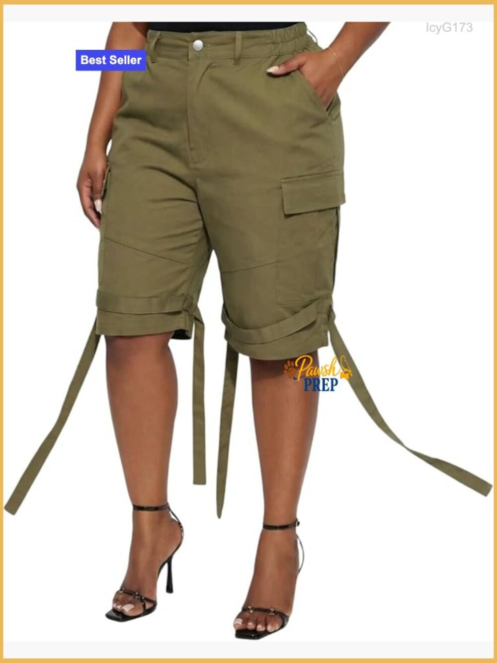 Cotton Knee Length Bermuda Cargo Shorts with Tassel Detail 4 Pockets